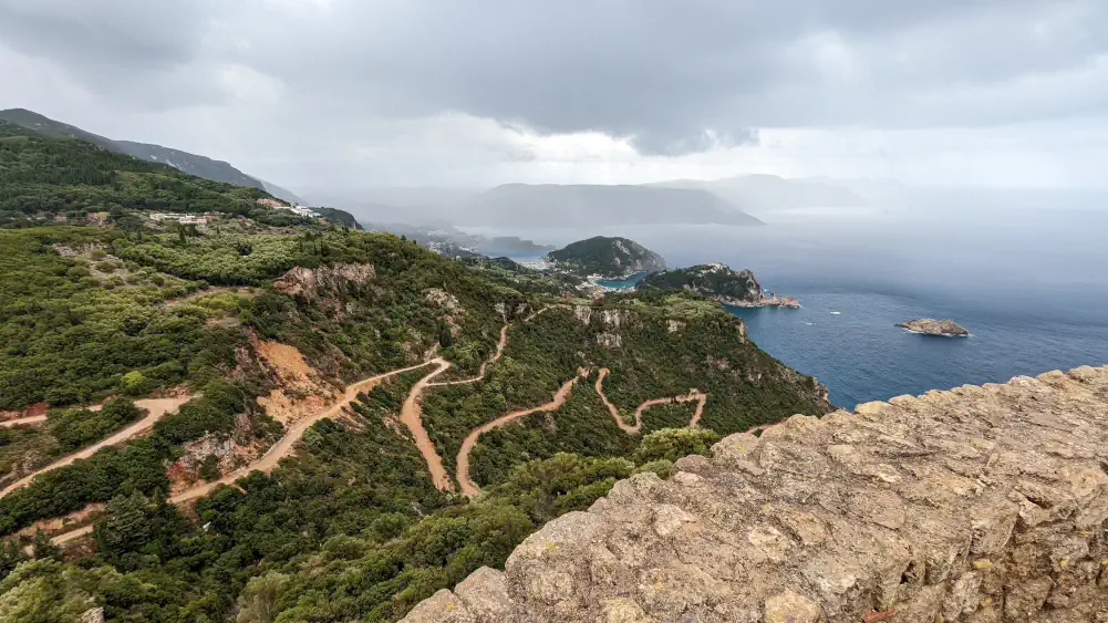 Vue ile grece corfou depuis vieux chateau Angelokastro